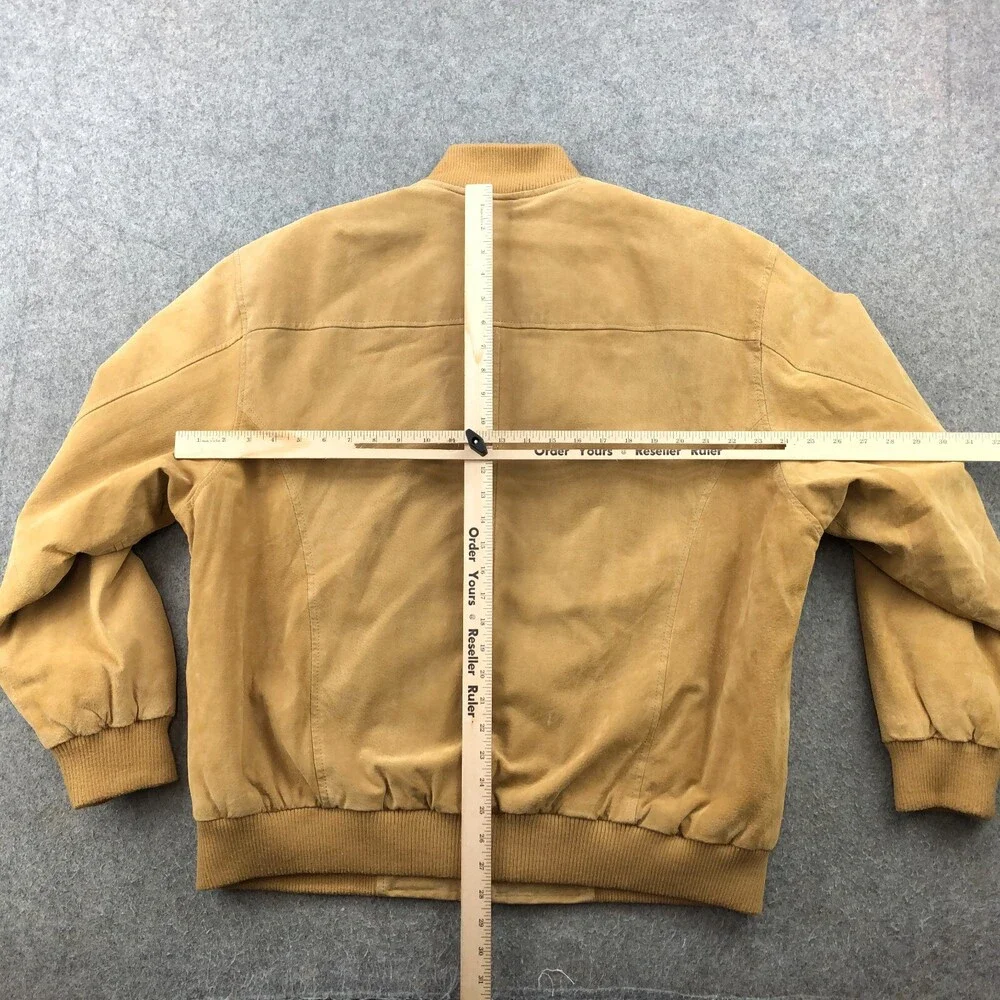 Boston Harbor Jacket Mens XL Beige Leather Bomber Zip Lined - Picture 13 of 15